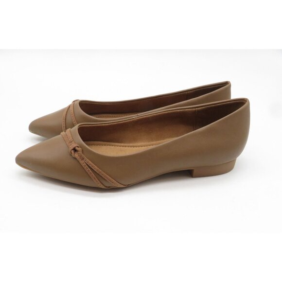 Bella Vita Women's Pointed Toe Brown Leather Flats Knot Detail Size 6 NEW - Picture 6 of 8